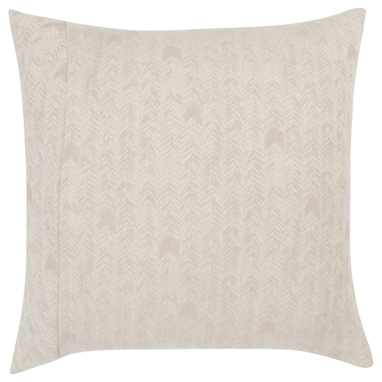 Zima 26 Inch Cotton Euro Pillow Sham, Distressed Herringbone Design, Beige- Saltoro Sherpi