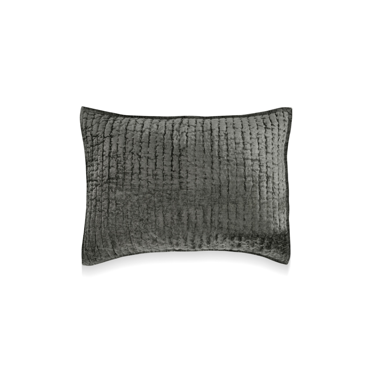 Lipa 20 X 26 Hand Stitched Standard Pillow Sham, Velvet, Quilted, Green- Saltoro Sherpi