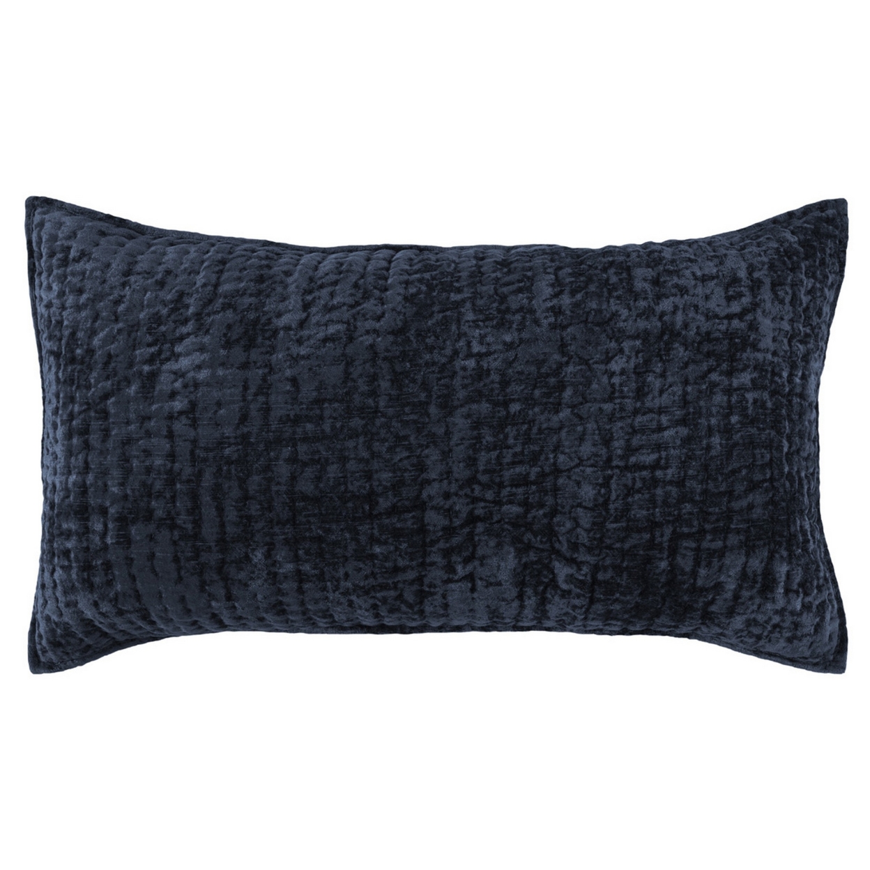 Lipa 20 X 36 Hand Stitched Lumbar King Pillow Sham, Rayon Velvet Ocean Blue- Saltoro Sherpi