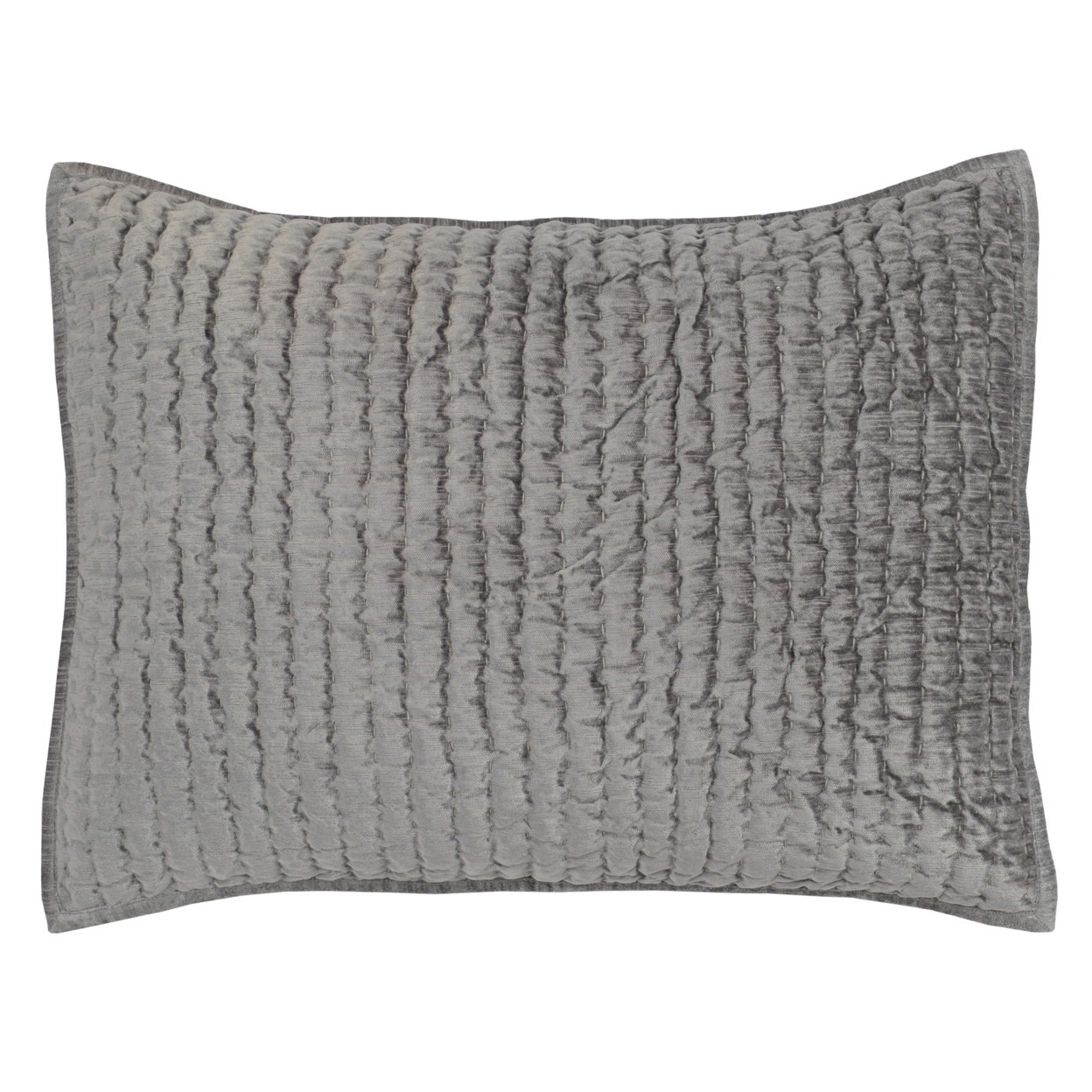 Lipa 20 X 26 Classic Handmade Standard Pillow Sham, Smoke Gray Rayon Velvet- Saltoro Sherpi