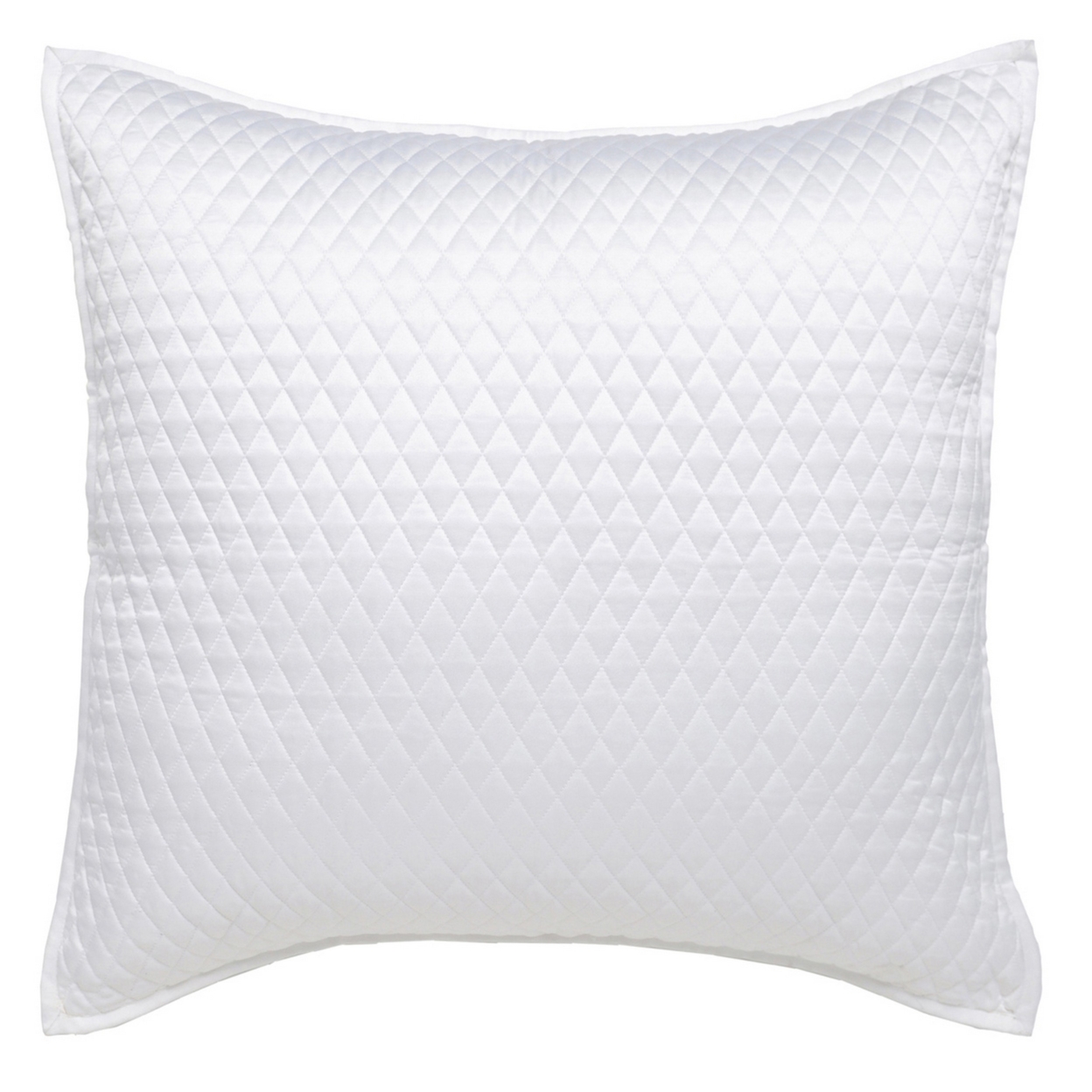 Kahn 26 Inch Hand Stitched Soft Sateen Euro Pillow Sham, Cotton Fill White- Saltoro Sherpi