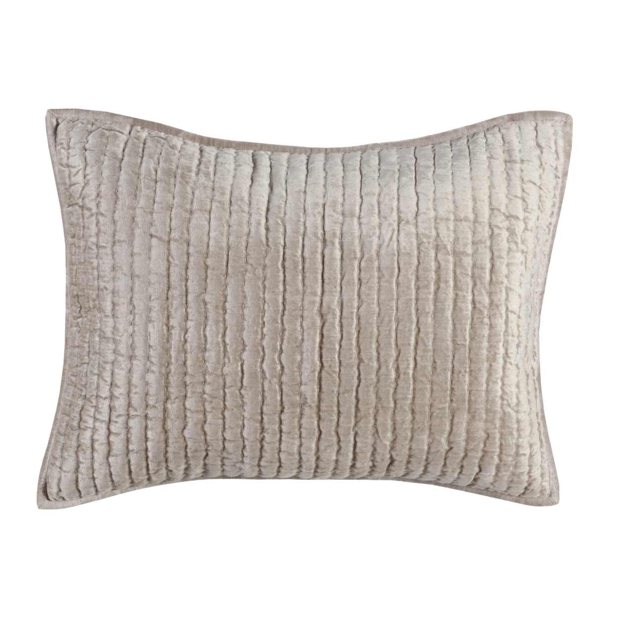 Lipa 20 X 26 Hand Stitched Standard Pillow Sham, Velvet, Quilted, Beige- Saltoro Sherpi