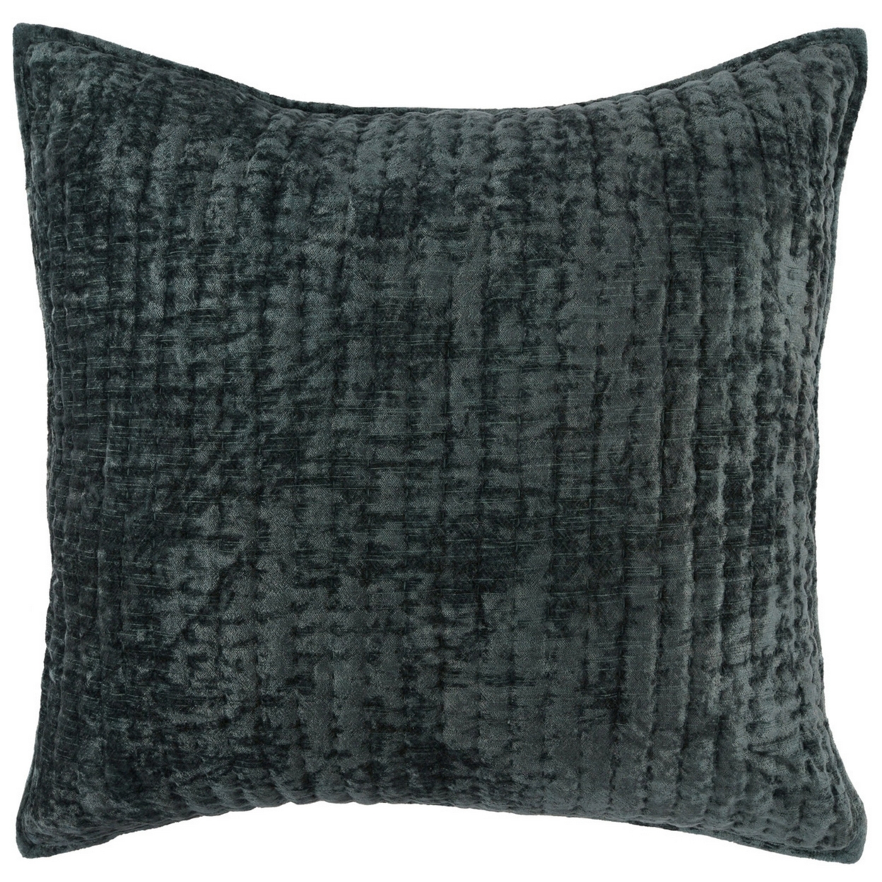 Lipa 26 Inch Square Handmade Euro Pillow Sham With Rayon Velvet, Bay Green- Saltoro Sherpi