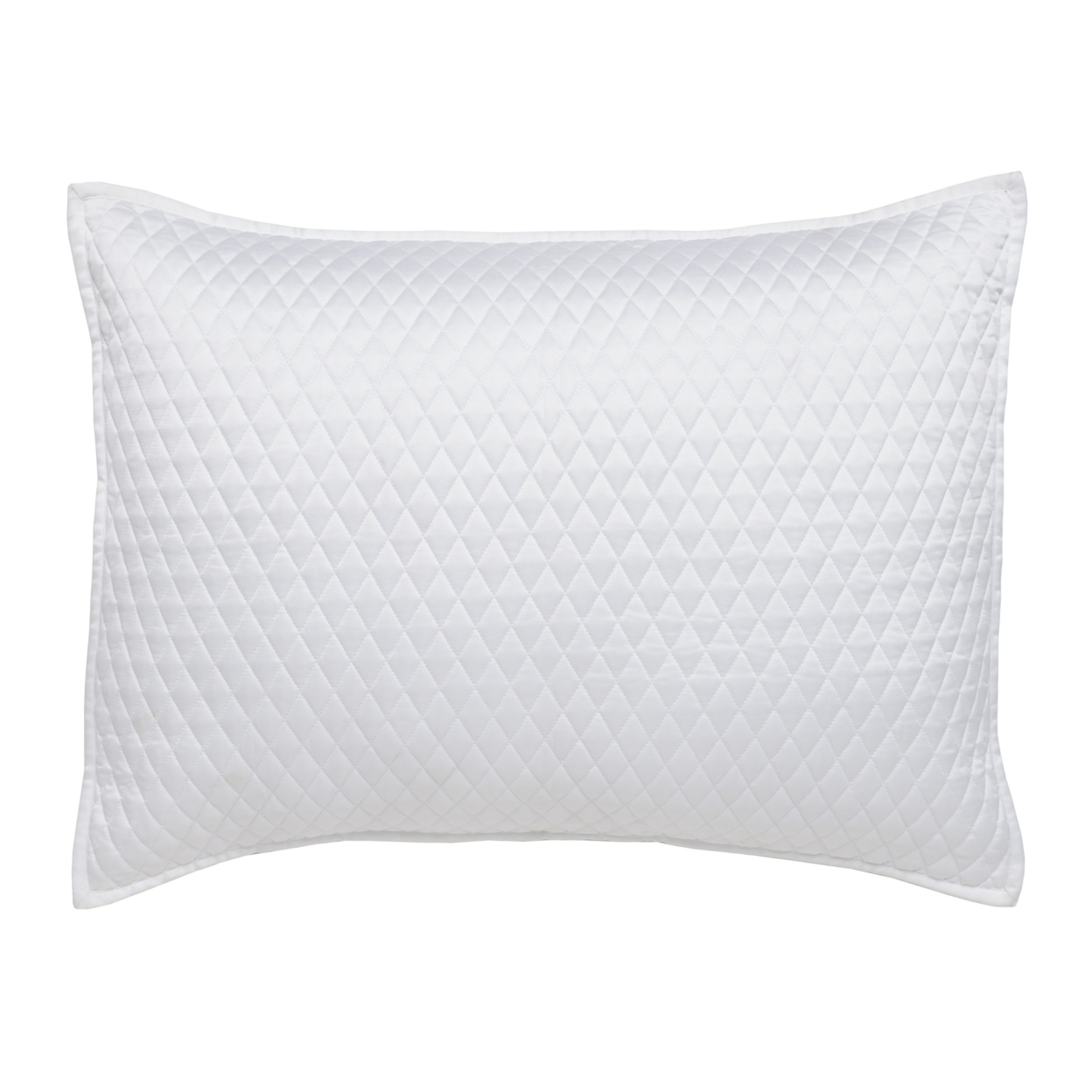 Kahn 26 Inch Hand Quilted Standard Pillow Sham, Mitered Corner, Matte White- Saltoro Sherpi