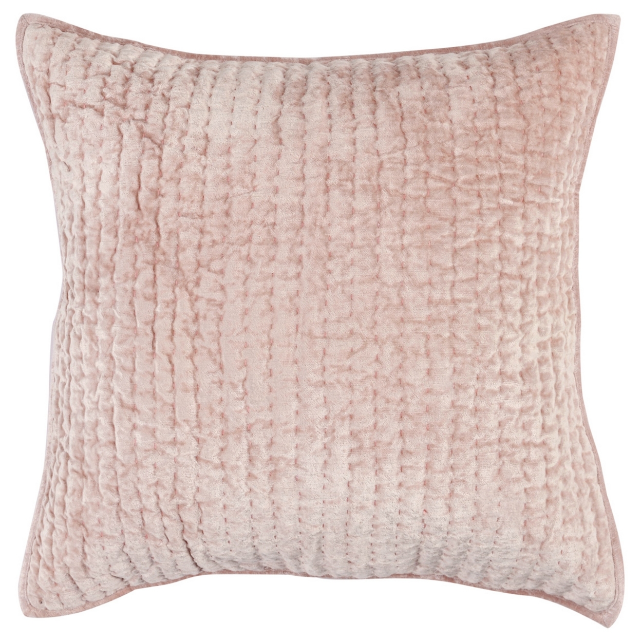 Lipa 26 Inch Square Handmade Euro Pillow Sham With Rayon Velvet, Bliss Pink- Saltoro Sherpi