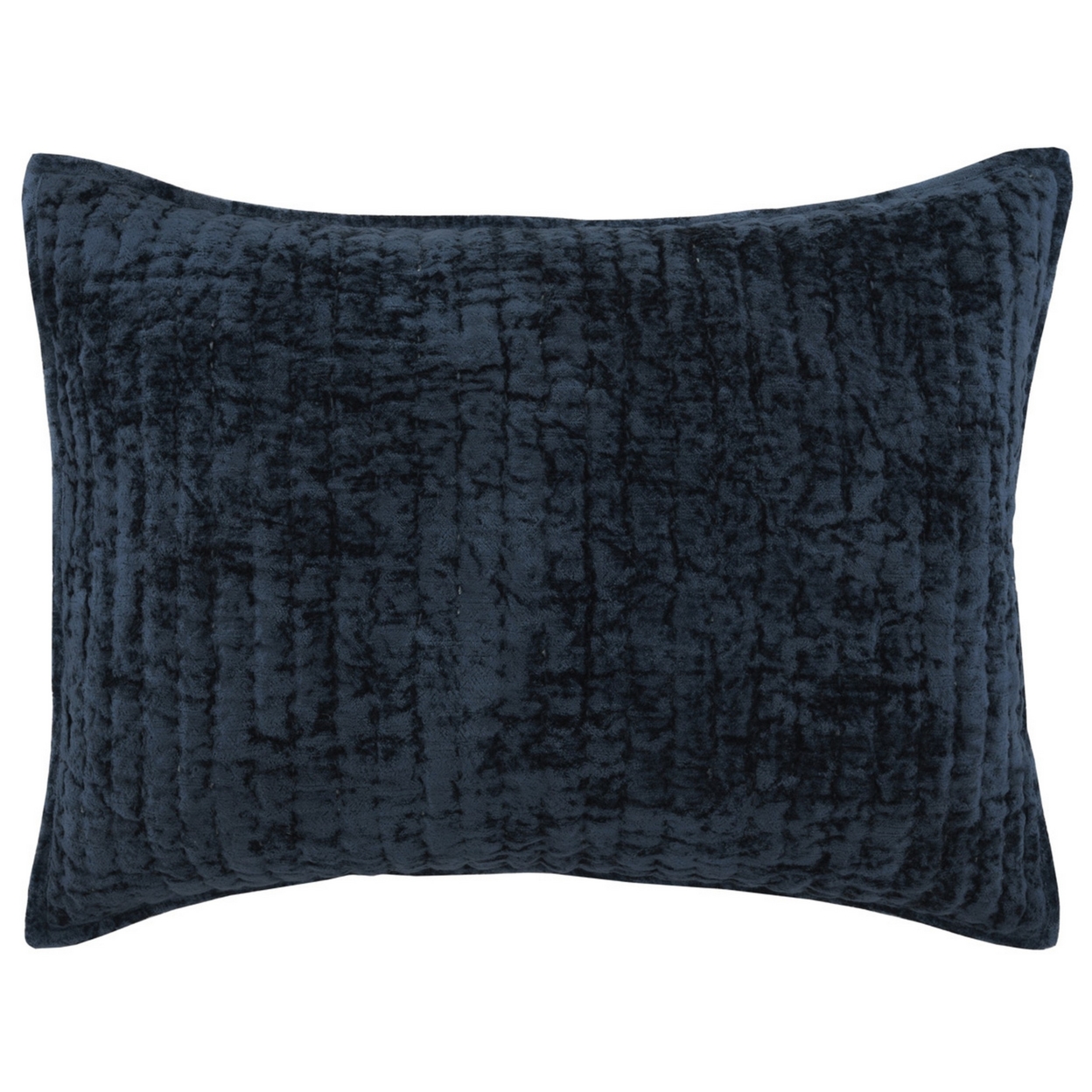 Lipa 20 X 26 Hand Stitched Standard Pillow Sham, Rayon Velvet, Quilted Blue- Saltoro Sherpi