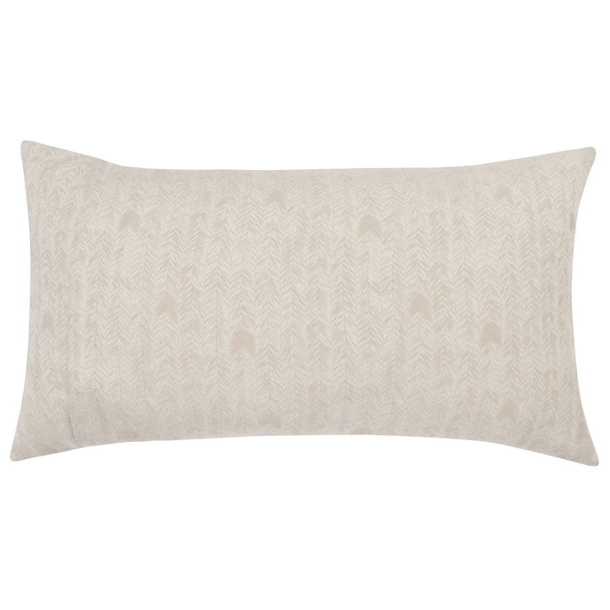 Zima 20 X 36 Lumbar King Pillow Sham With Woven Herringbone Pattern, Beige- Saltoro Sherpi