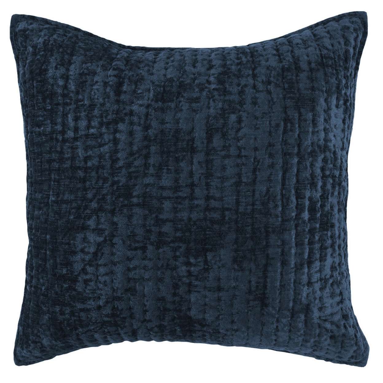 Lipa 26 Inch Square Hand Stitched Euro Pillow Sham, Rayon Velvet Ocean Blue- Saltoro Sherpi