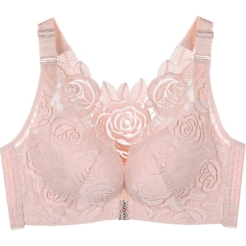 Floral Secrets Comfort Rose Bra,Floral Lace Front Closeure Comfy Push Up  Breathable Skin-Friendly Plus Size Wirefree Bras (42E,Pink,42) at   Women's Clothing store