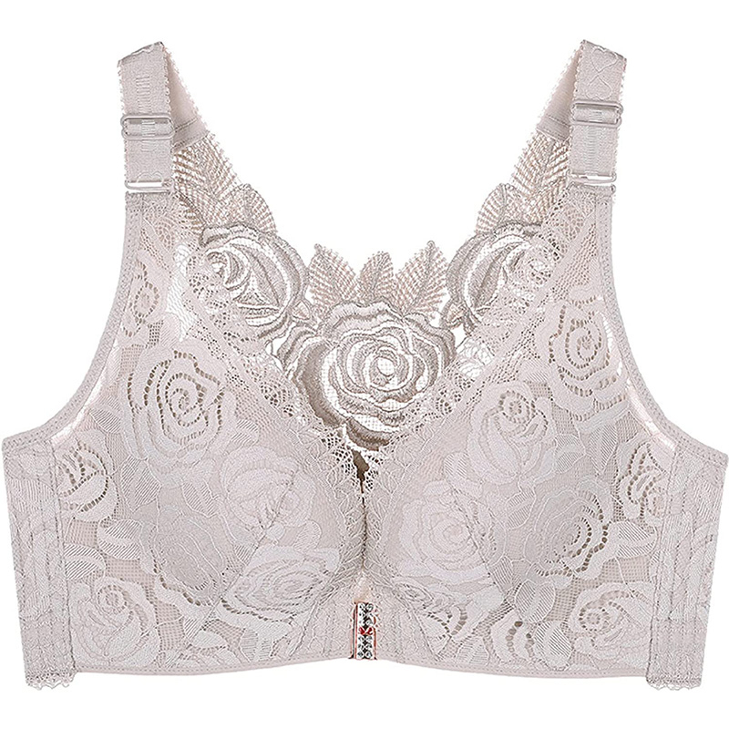  KIDELI Floral Secrets Comfort Rose Bra, Front Closure Lace  Comfy No Wire Bras Push Up Wire-Free & Seamless Bra
