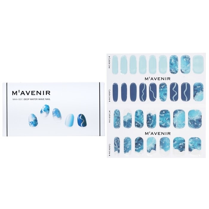 Mavenir - Nail Sticker (Blue) - # Deep Water Wave Nail(32pcs)