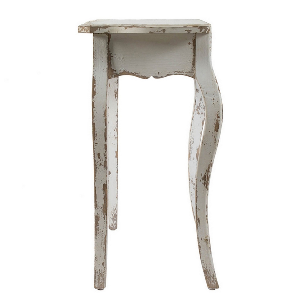 30 Inch Console Table, Fir Wood, Rectangle, Curved Legs, Distressed White, Saltoro Sherpi