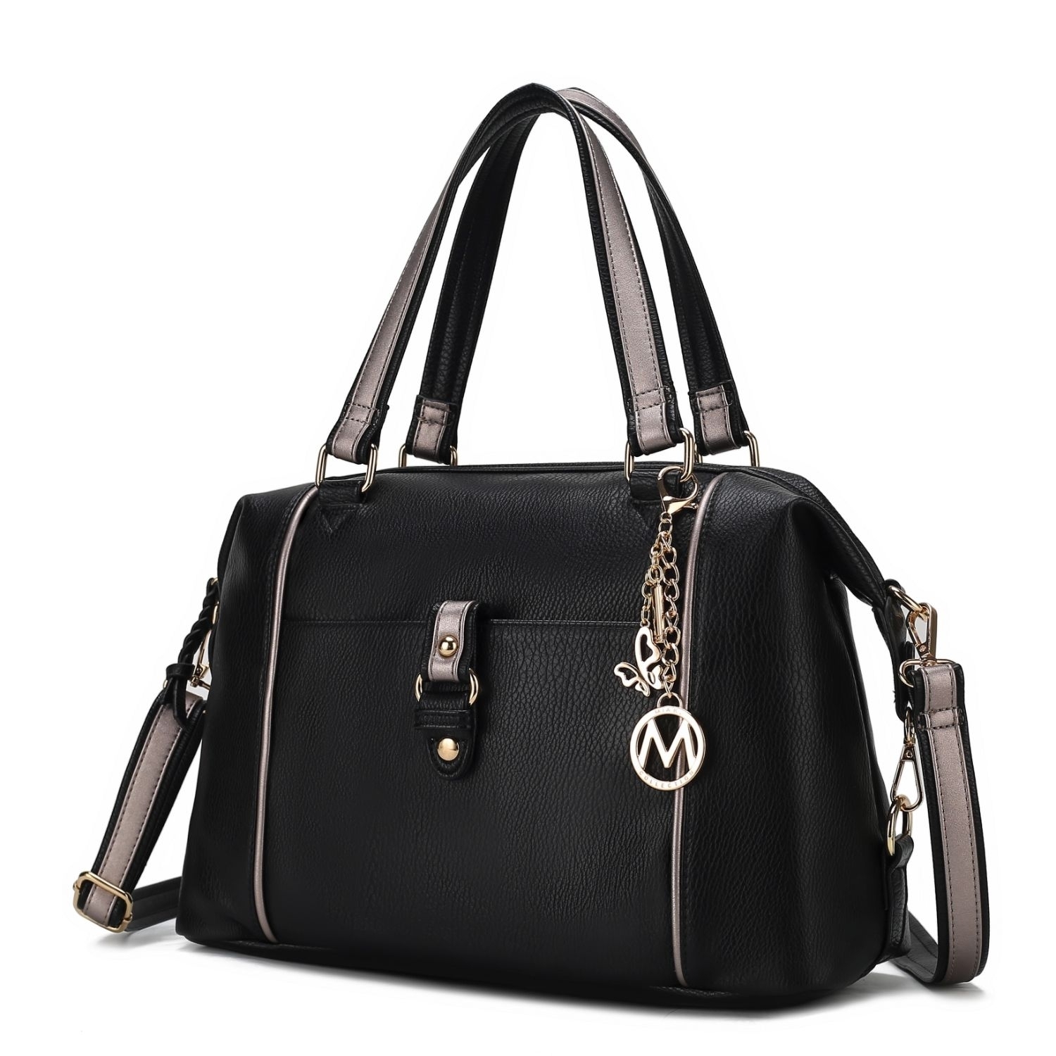 MKF Collection Opal Vegan Leather Medium Weekender Handbag For Women By Mia K. - Pink-charcoal