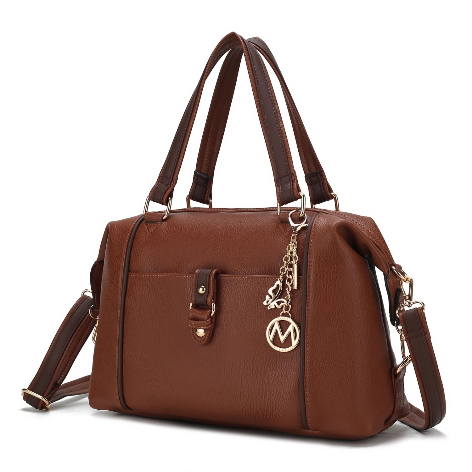MKF Collection Opal Vegan Leather Medium Weekender Handbag For Women By Mia K. - Cognac-coffee