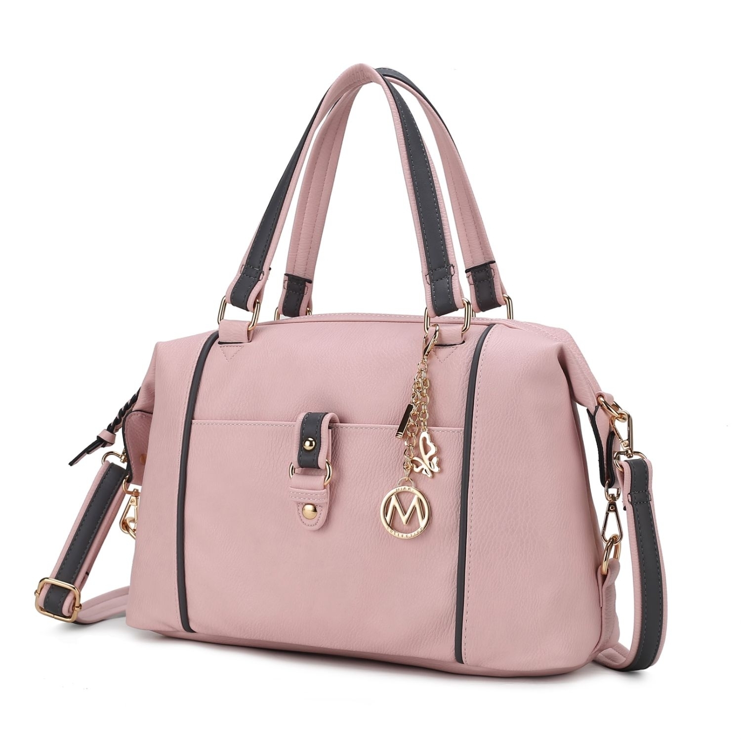MKF Collection Opal Vegan Leather Medium Weekender Handbag For Women By Mia K. - Pink-charcoal