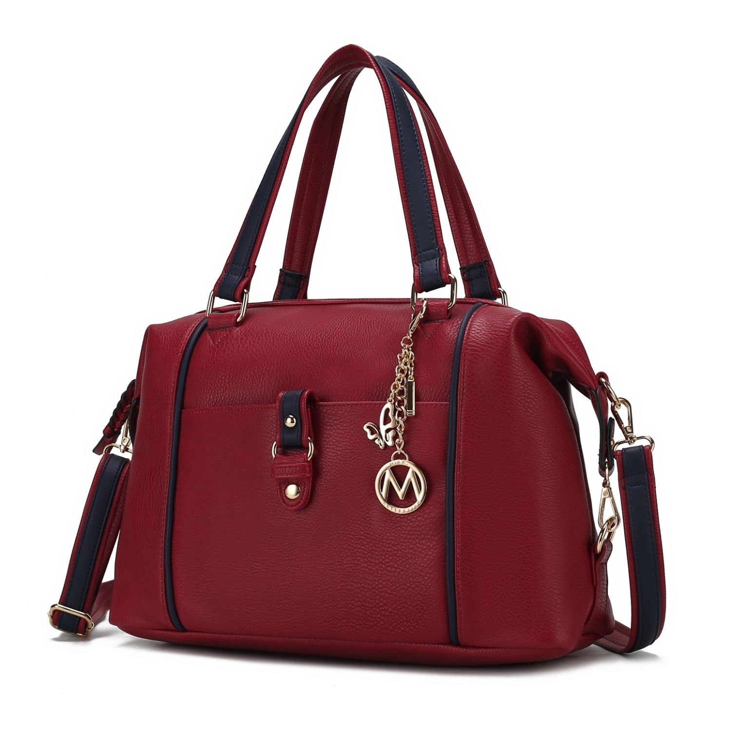 MKF Collection Opal Vegan Leather Medium Weekender Bag For Women By Mia K. - Red-navy