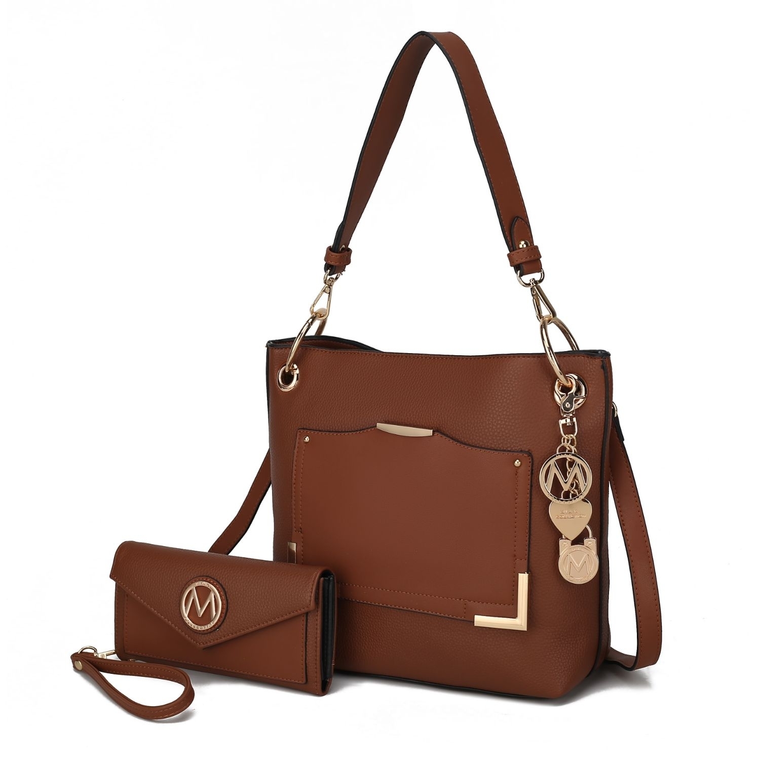 MKF Collection Grace Vegan Leather Shoulder Handbag By Mia K - Cognac