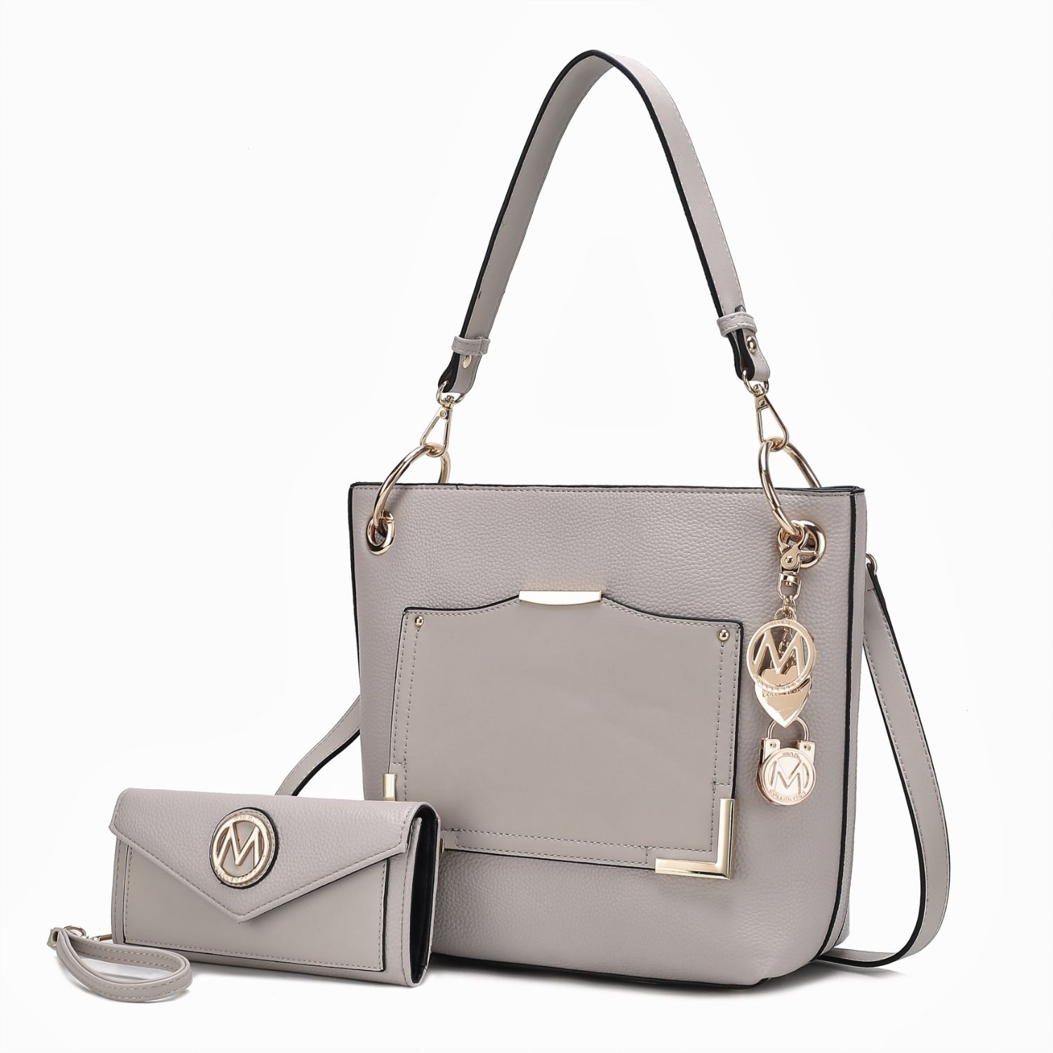 MKF Collection Grace Vegan Leather Shoulder Handbag By Mia K - Light Grey