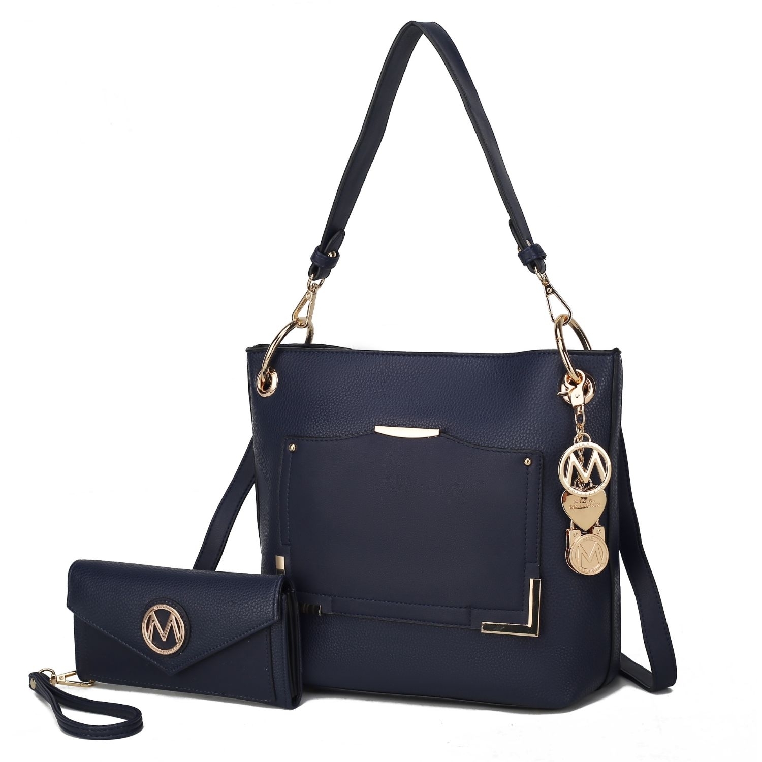 MKF Collection Grace Vegan Leather Shoulder Handbag By Mia K - Navy