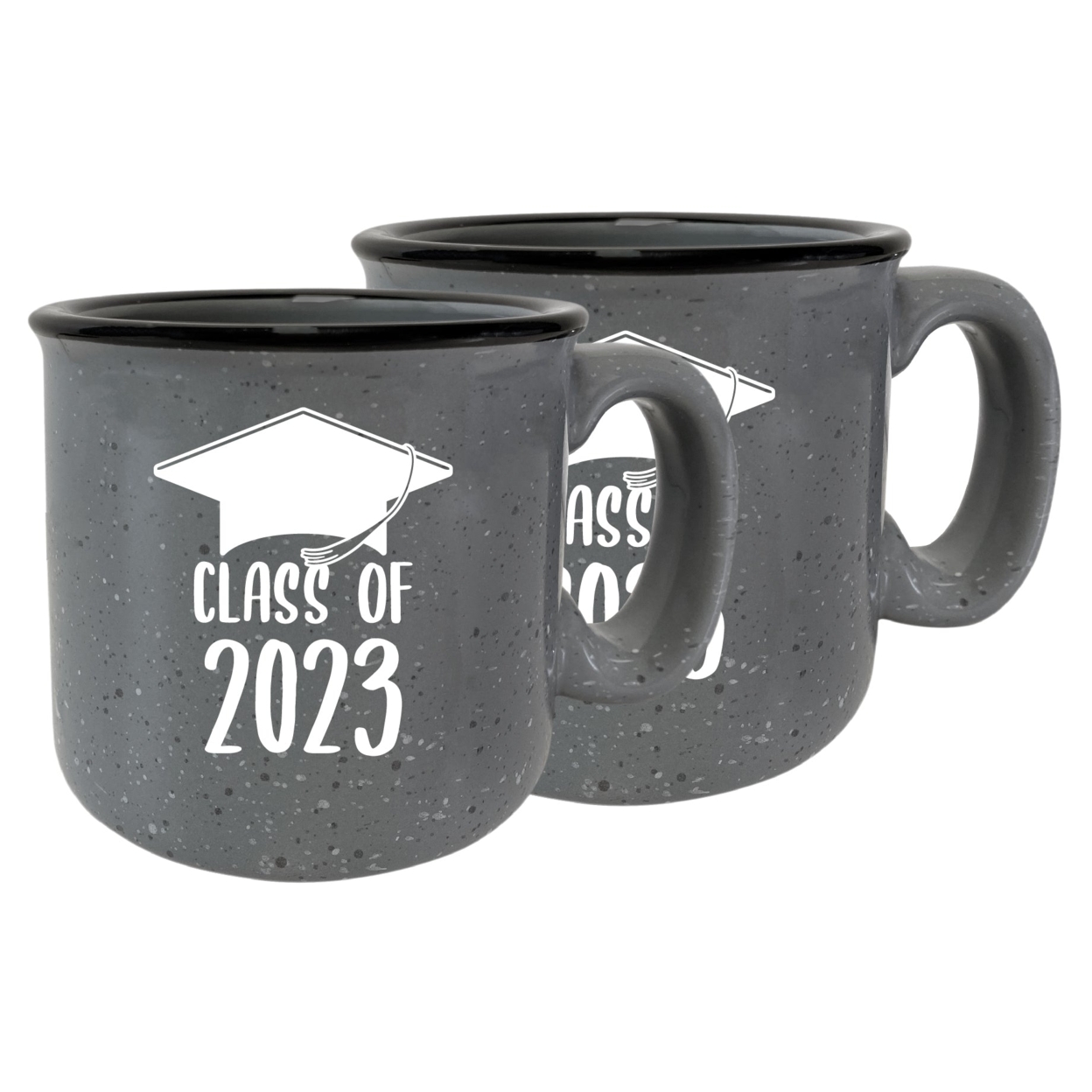 Class Of 2023 Grad Speckled Ceramic Camper Coffee Mug 16oz - Gray, 2-Pack