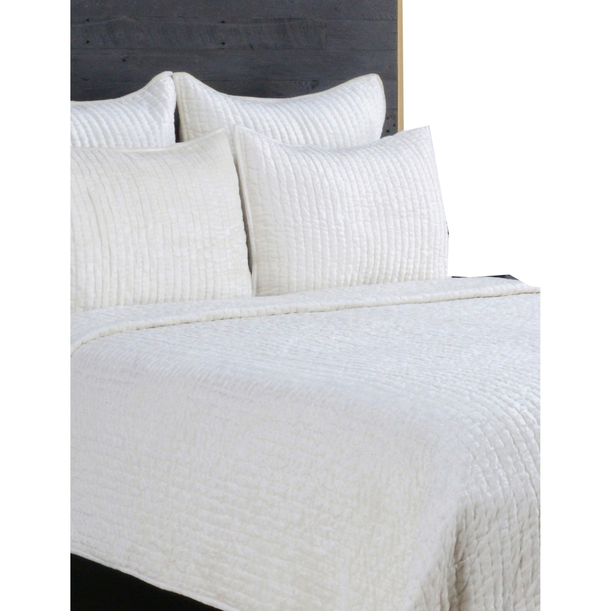 Lipa 20 X 26 Handmade Standard Pillow Sham, Rayon Velvet, Ivory White- Saltoro Sherpi
