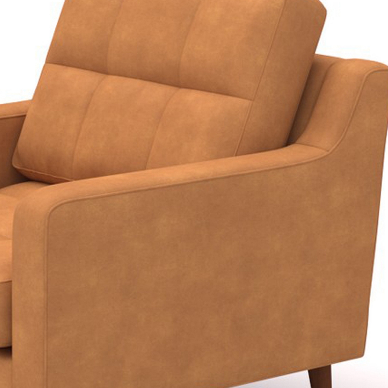 Juan 39 Inch Modular Chair With Tufted Back And Seat, Modern Brown Leather- Saltoro Sherpi