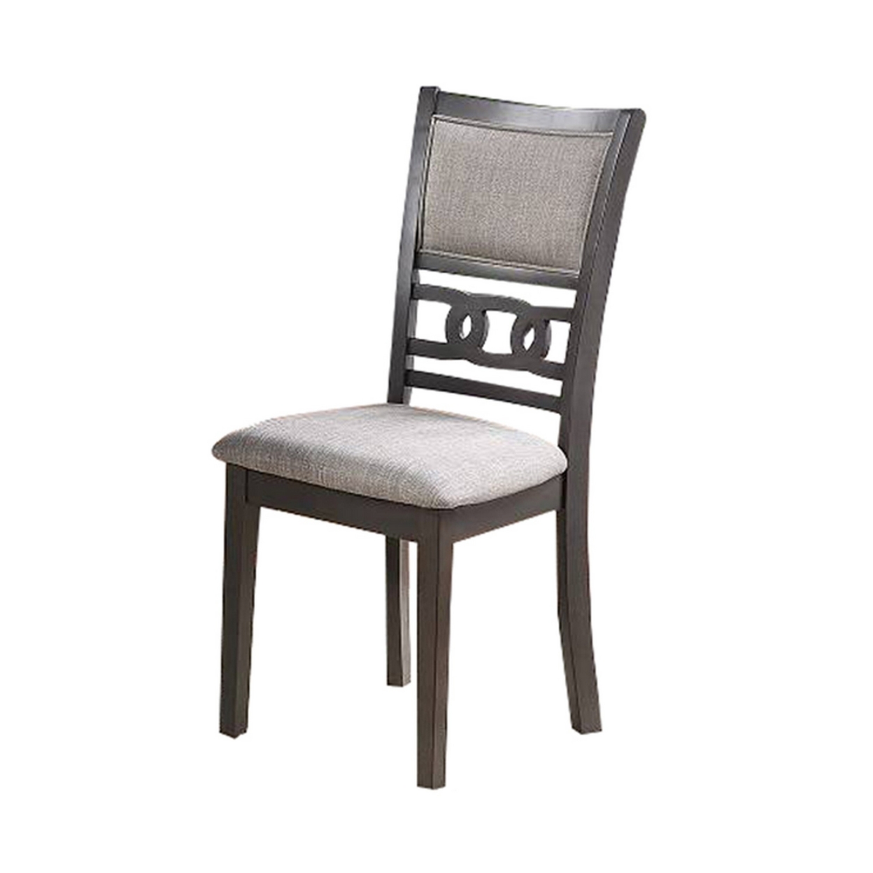 Fabric Upholstered Dining Chair With Panel Back, Knot Cut Outs, Set Of 2, Gray - Saltoro Sherpi