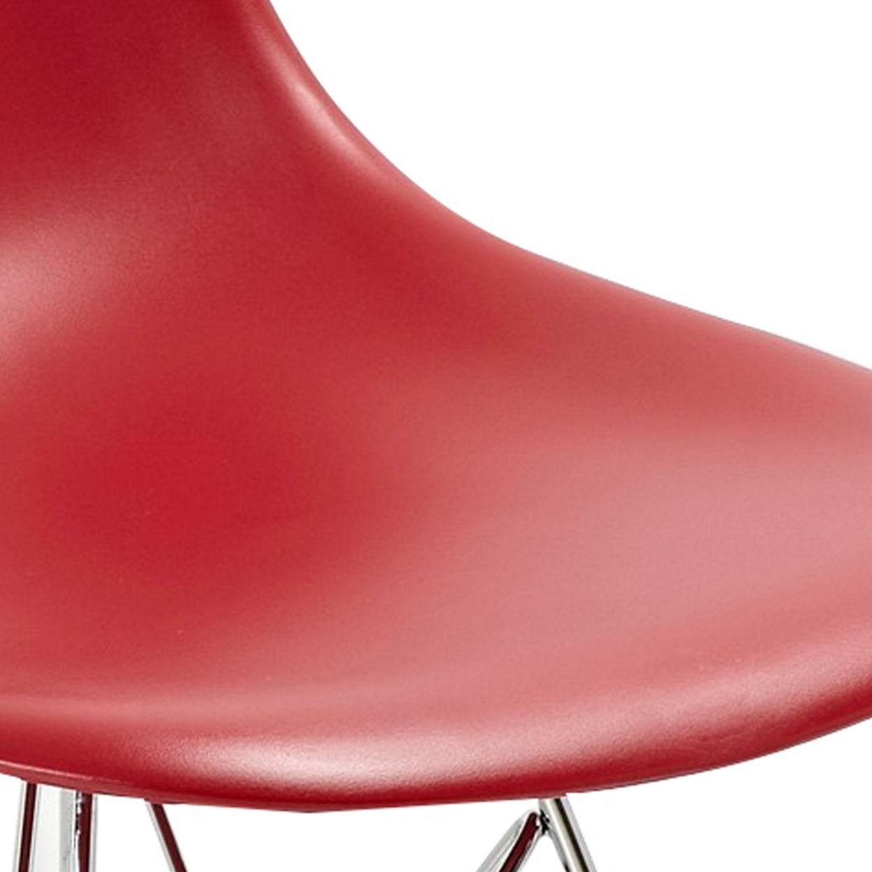 Louie 21 Inch Modern Side Chair, Chrome Finished Legs, Striking Red Finish- Saltoro Sherpi