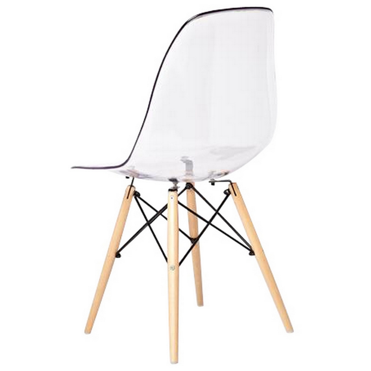 Louie 21 Inch Modern Side Chair, Wood Finished Legs, Translucent Seating- Saltoro Sherpi