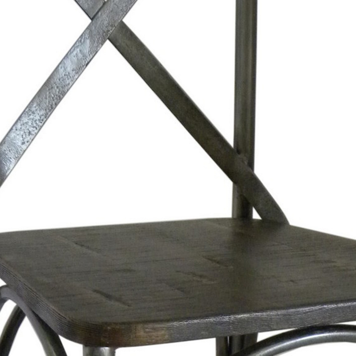 Industrial 20 Inch Dining Chair, Bold Black Metal Frame, Crossed Pattern- Saltoro Sherpi