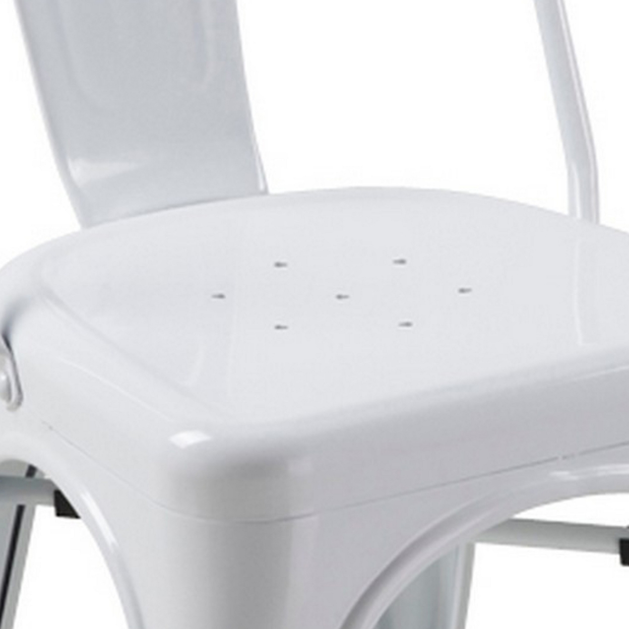 Gene 25 Inch Classic Outdoor Dining Side Chair, Bright White Metal Frame- Saltoro Sherpi
