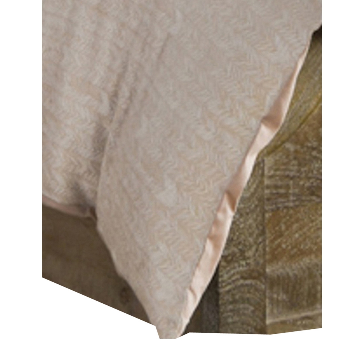 Zima King Size Cotton Duvet Cover, Woven French Herringbone Pattern, Beige- Saltoro Sherpi