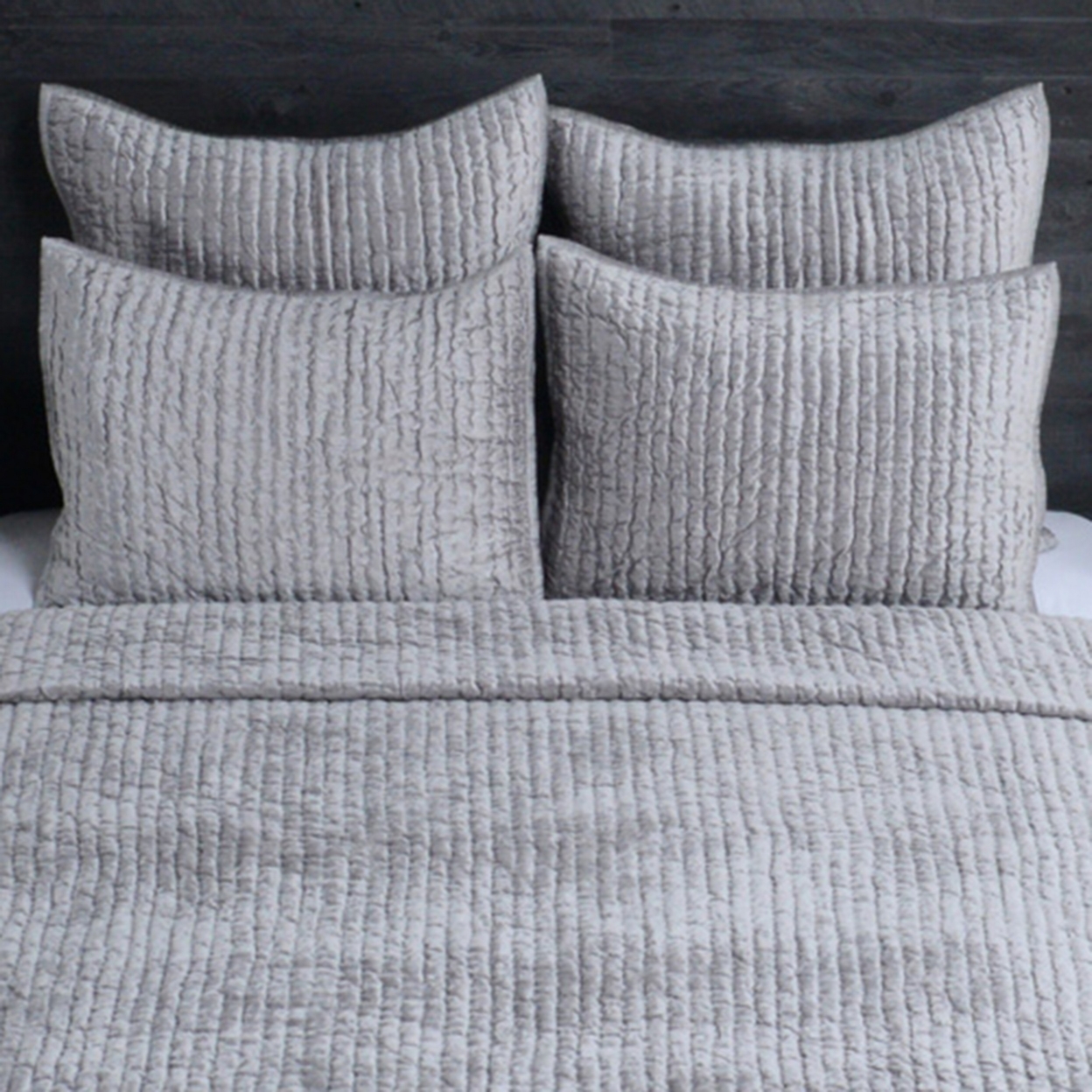 Lipa 26 Inch Square Handmade Euro Pillow Sham With Rayon Velvet, Soft Gray- Saltoro Sherpi