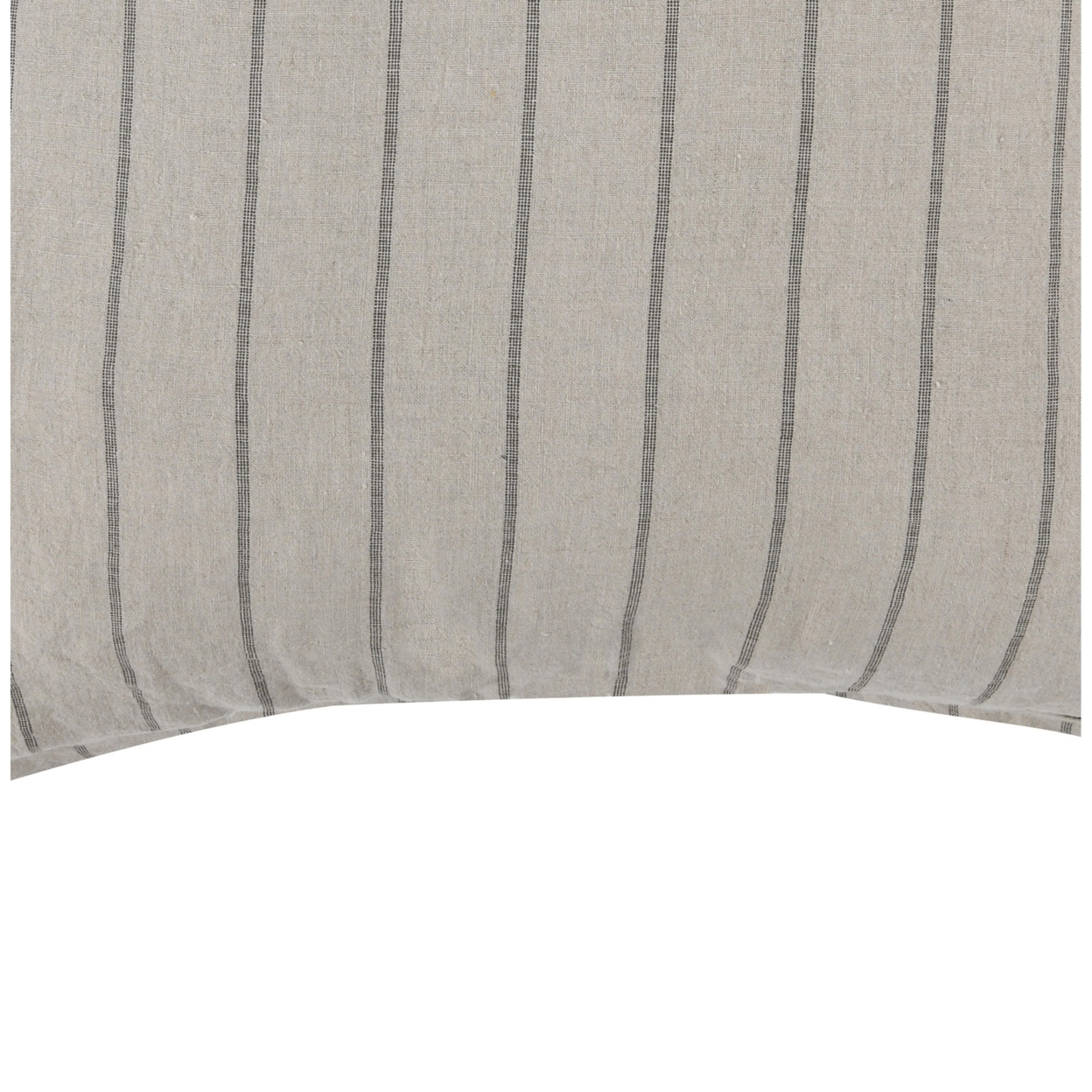 Tara 26 Inch Linen Square Euro Pillow Sham With Woven Stripe Design, Beige- Saltoro Sherpi