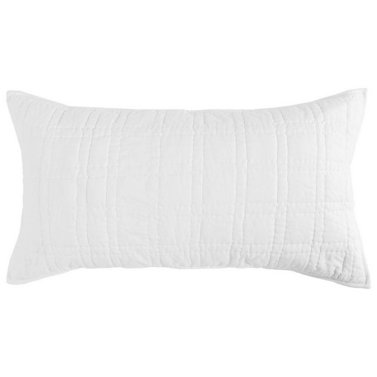 Ellis 20 X 36 King Pillow Sham, Silvadur Tech, Quilted Square Design, White- Saltoro Sherpi