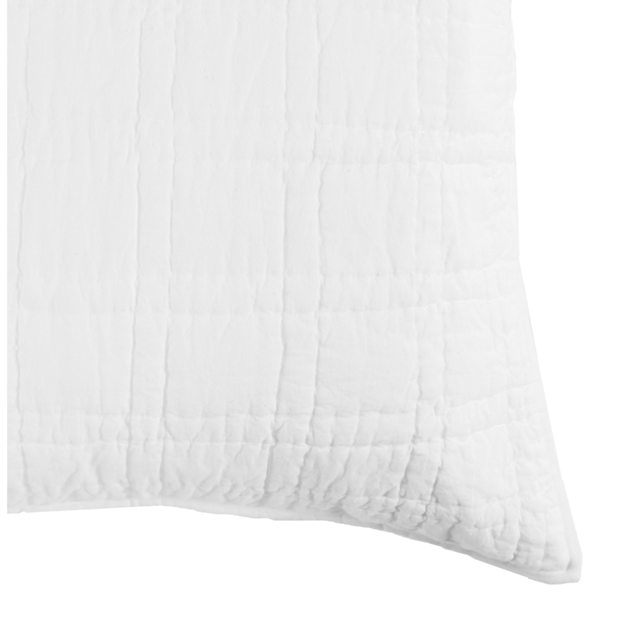 Ellis 26 Inch Standard Pillow Sham, Silvadur Tech, Square Quilting, White- Saltoro Sherpi