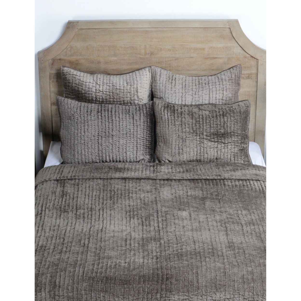 Lipa 26 Inch Square Handmade Euro Pillow Sham, Rayon Velvet, Desert Brown- Saltoro Sherpi