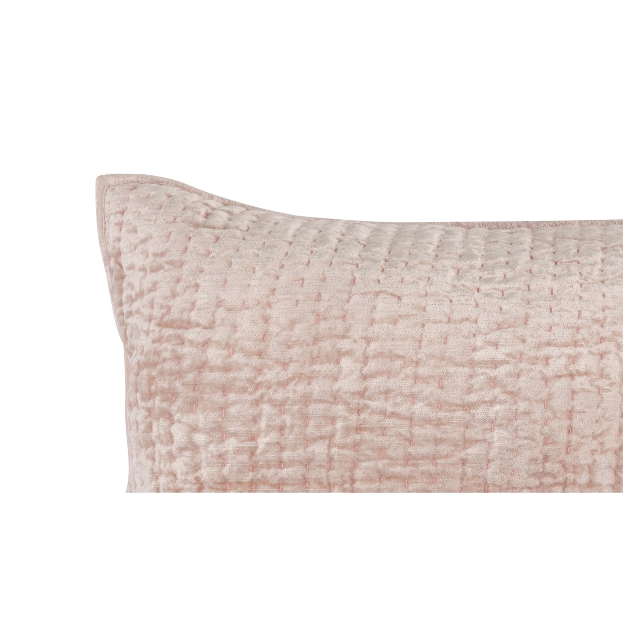 Lipa 20 X 36 Handmade Lumbar King Pillow Sham With Rayon Velvet, Bliss Pink- Saltoro Sherpi