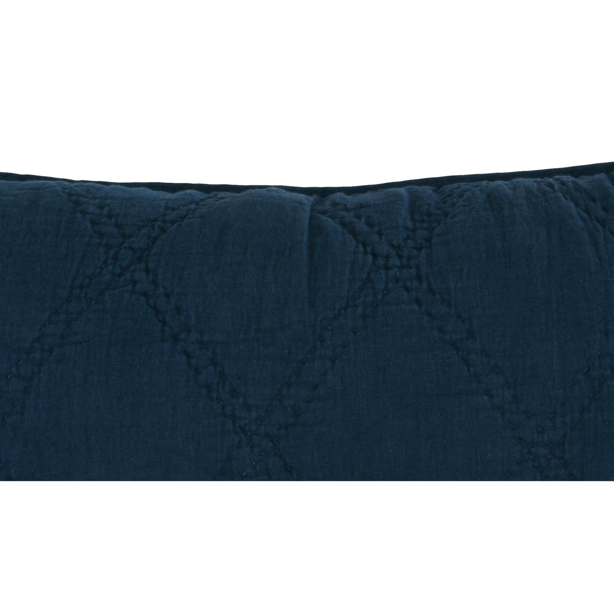 Hara 26 X 36 Hand Quilted Lumbar King Pillow Sham, Polyester Fill, Blue- Saltoro Sherpi