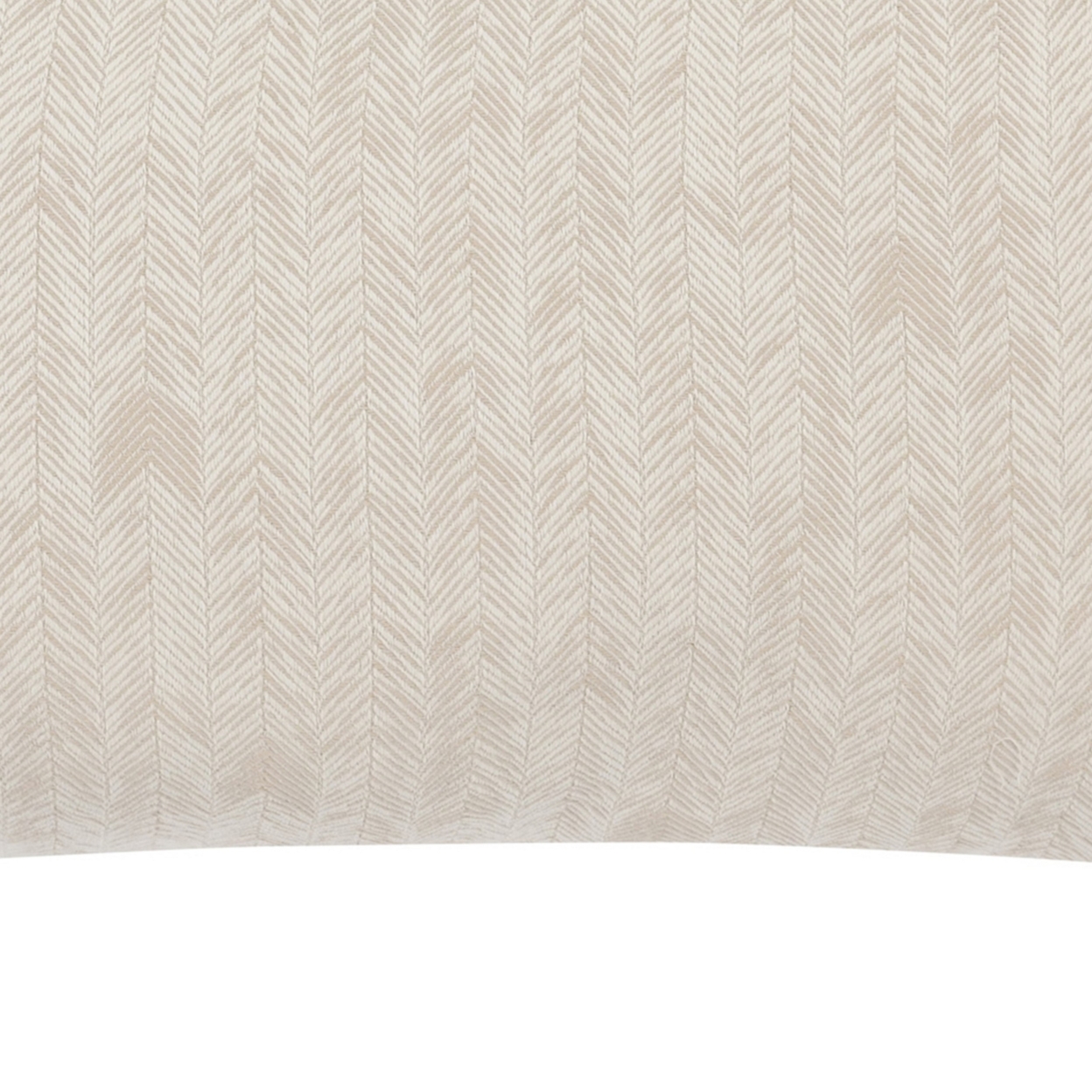 Zima 20 X 36 Lumbar King Pillow Sham With Woven Herringbone Pattern, Beige- Saltoro Sherpi