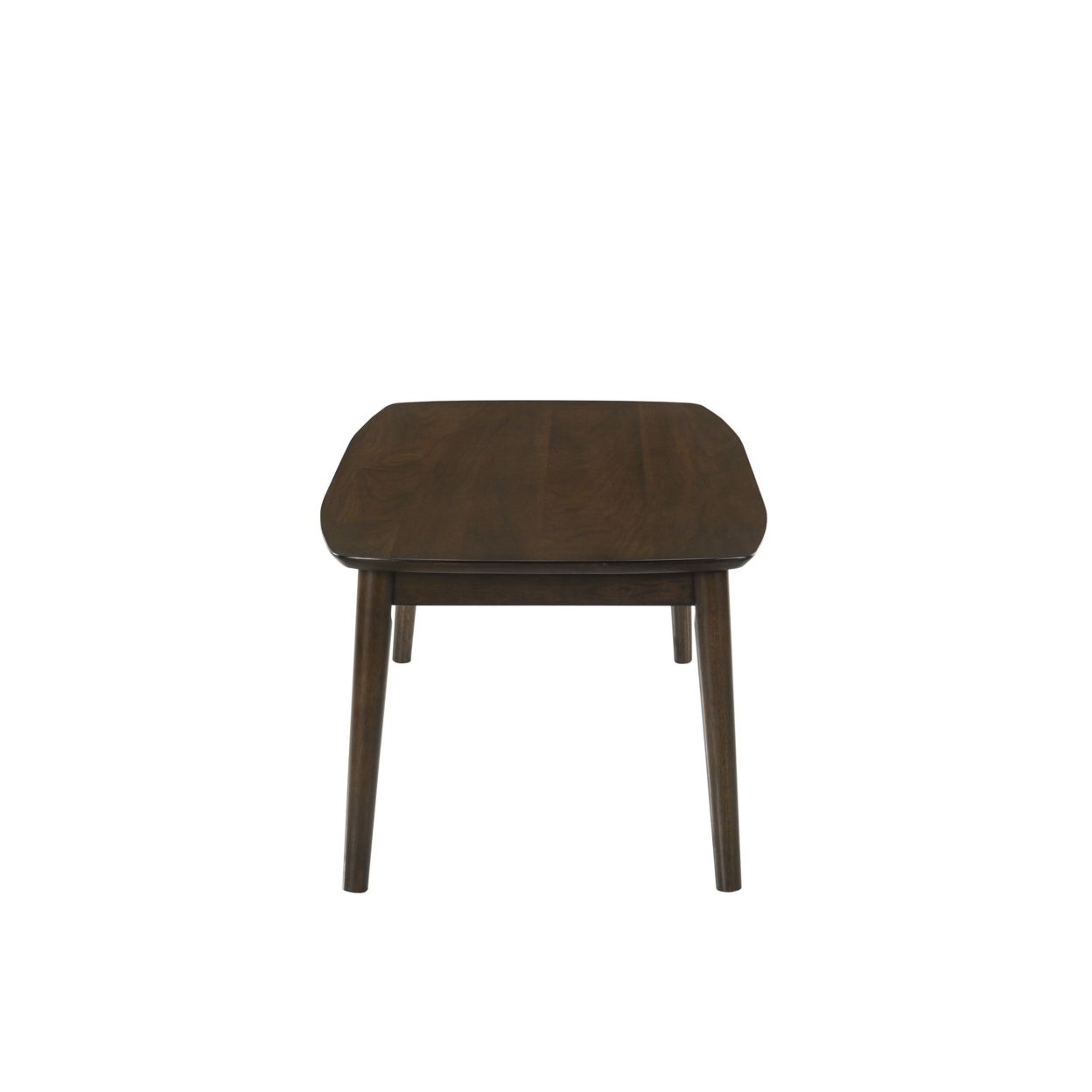 Lexi 47 Inch Coffee Table, Dark Walnut Brown Wood, Rounded Splayed Legs- Saltoro Sherpi