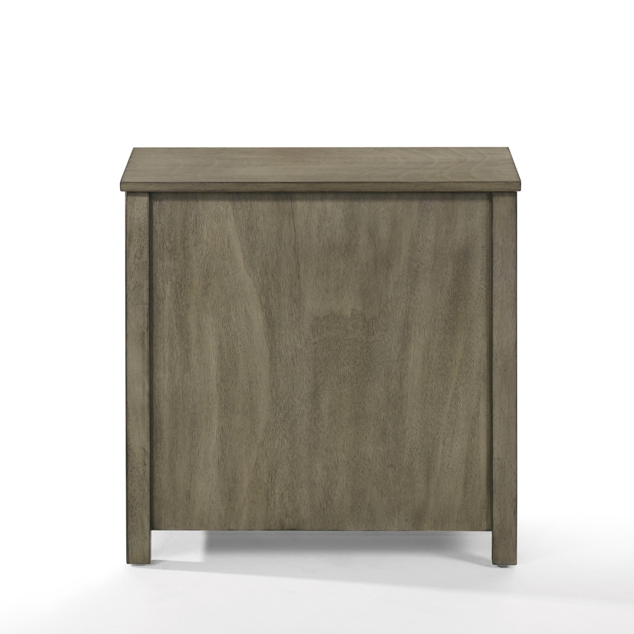 Dane 24 Inch Side End Table, Shutter Style Door Cabinet, Warm Gray Finish- Saltoro Sherpi