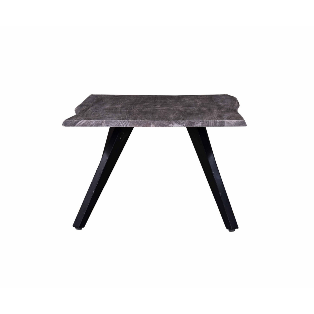 Chad 60 Inch Console Side Table, Dark Gray Acacia Wood, Black Angled Legs- Saltoro Sherpi