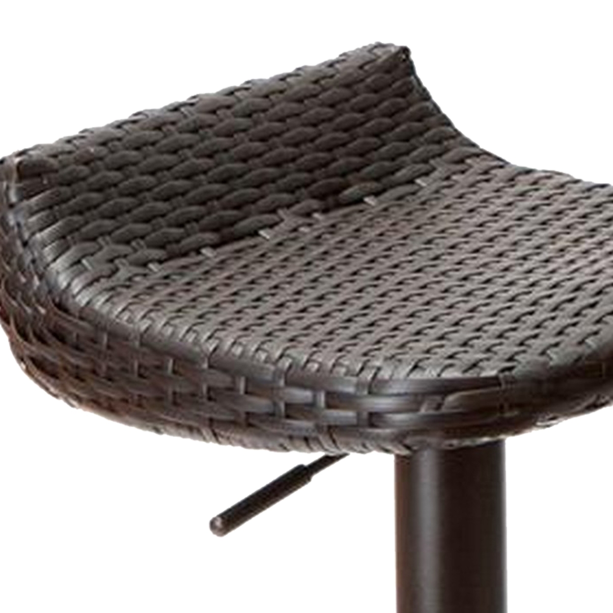 Max 34 Inch Outdoor Barstool, Black Resin Woven Wicker, Foldable, Set Of 2- Saltoro Sherpi