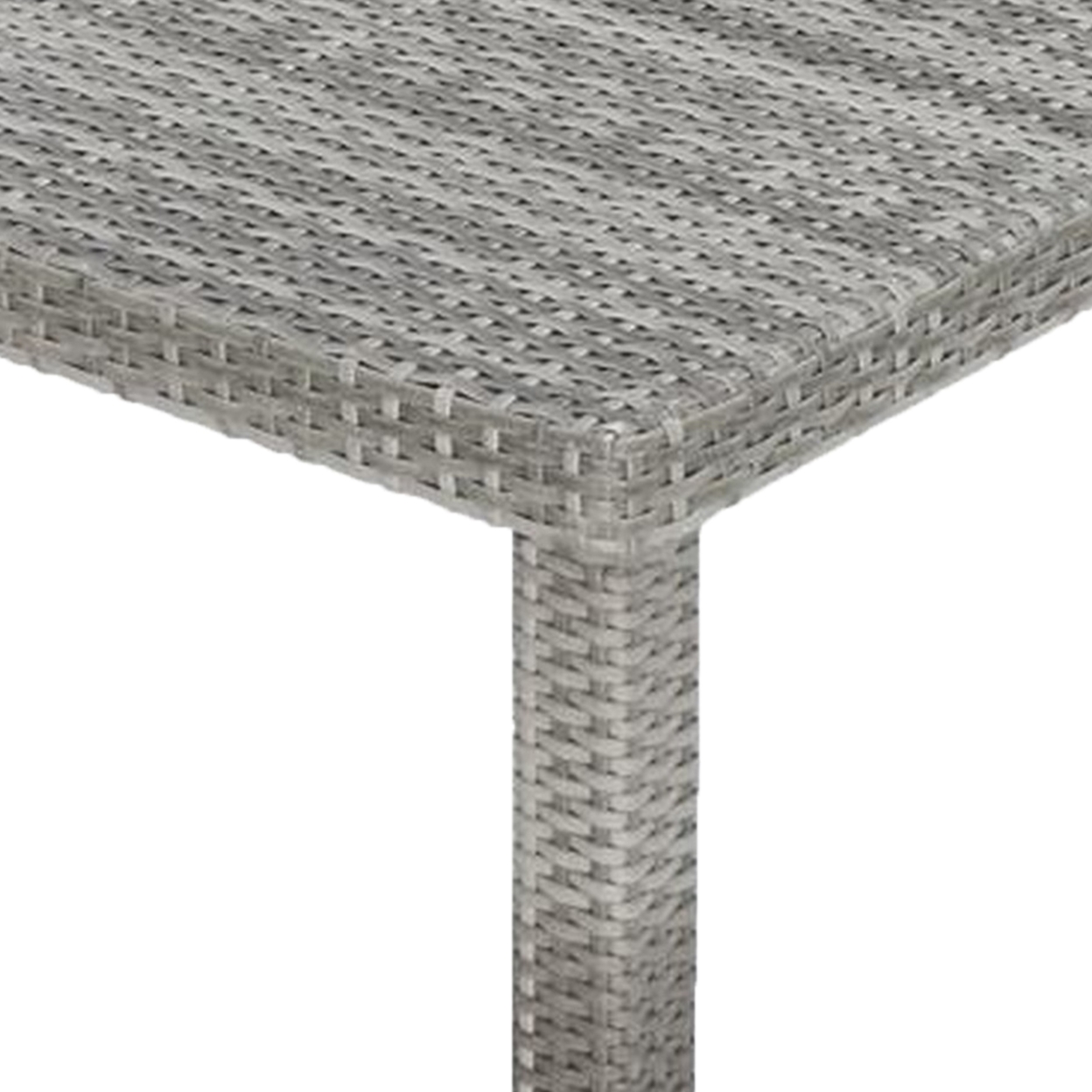 Max 32 Inch Conversation Table, Aluminum, Gray All Weather Resin Wicker- Saltoro Sherpi