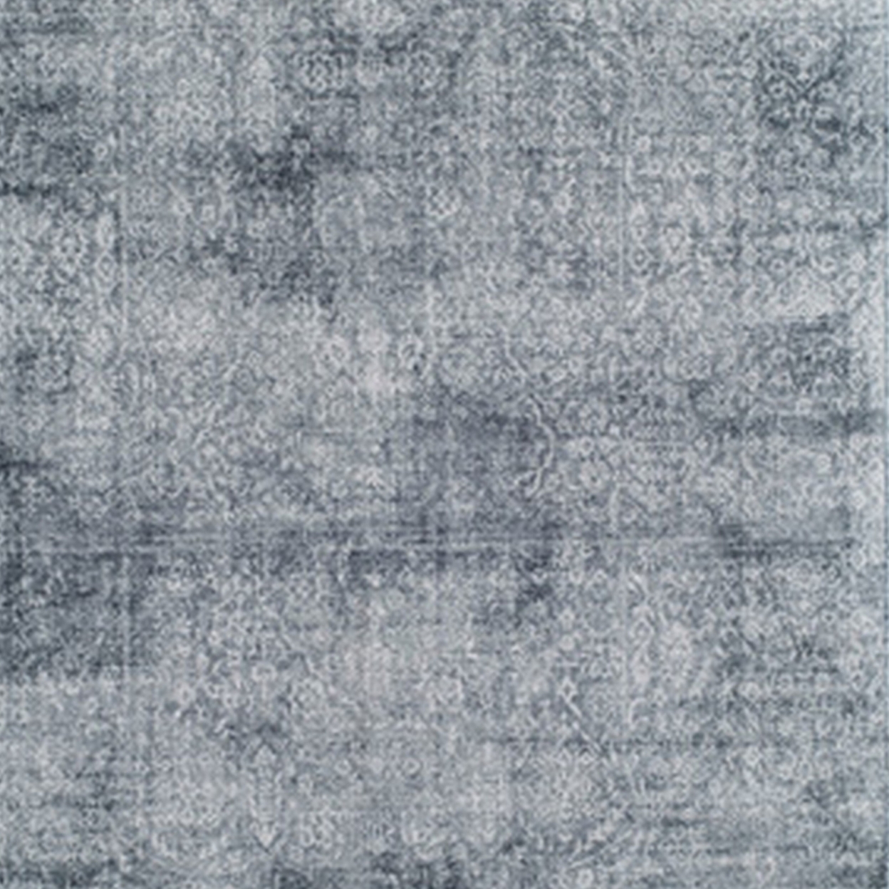 Hynn 5 X 7 Area Rug, Natural Teal Blue Polyester Fabric, Distressed Print- Saltoro Sherpi