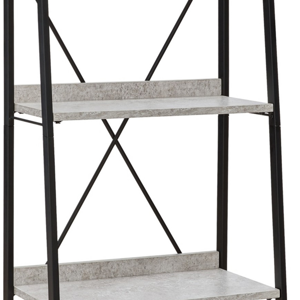 70 Inch Freestanding Bookcase, 5 Concrete Melamine Shelves, Metal Frame- Saltoro Sherpi