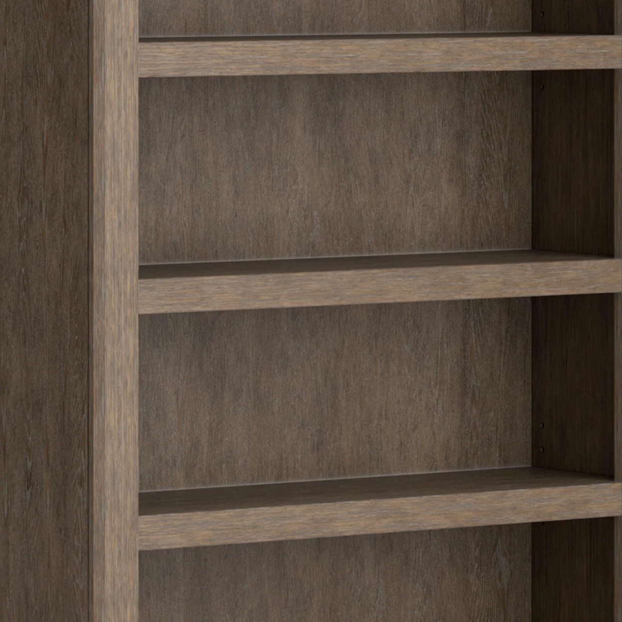 75 Inch Freestanding Bookcase, Adjustable Shelves, Wire Brushed Light Brown- Saltoro Sherpi