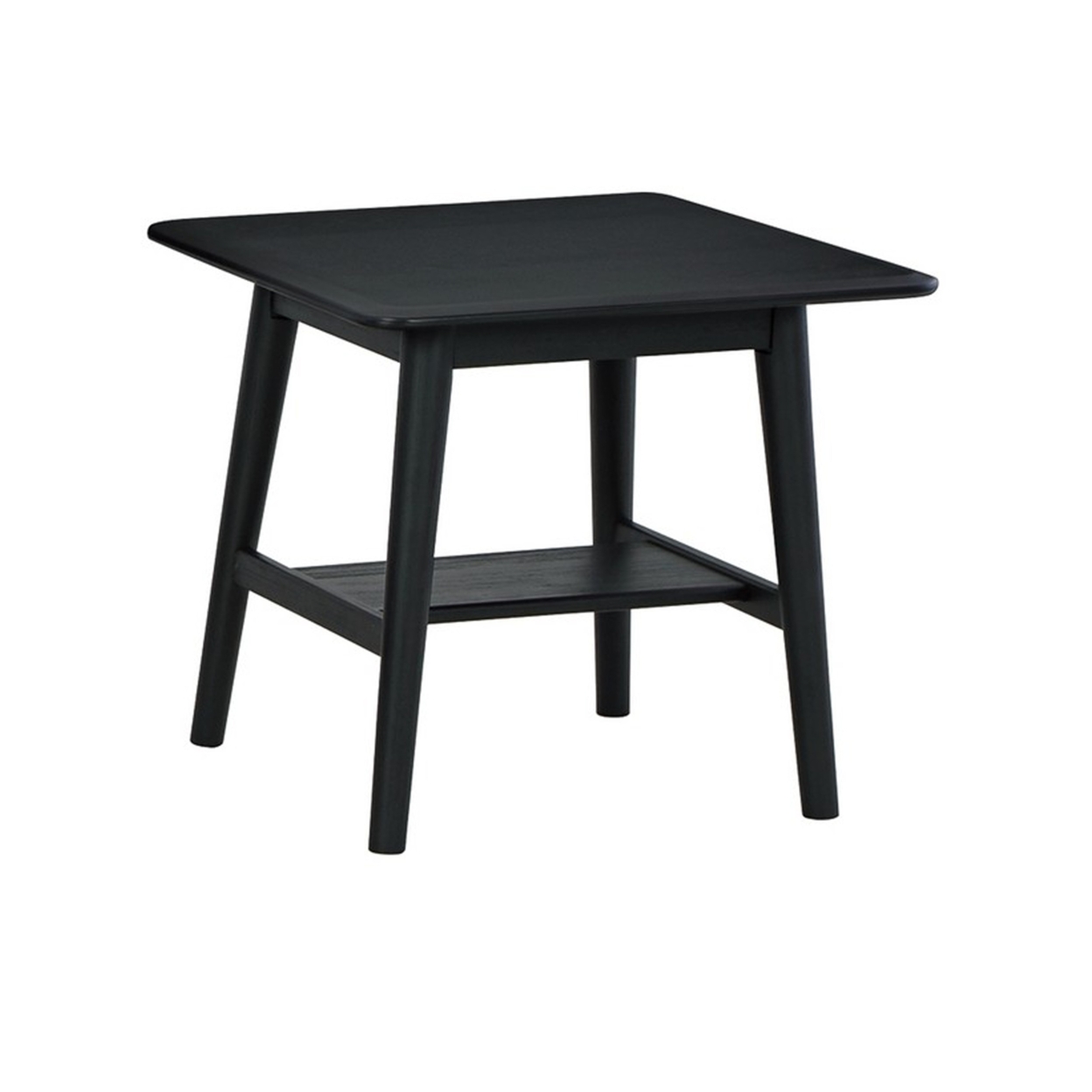 Edan 3 Piece Coffee And End Table Set With Shelves, Metal And Wood, Black- Saltoro Sherpi