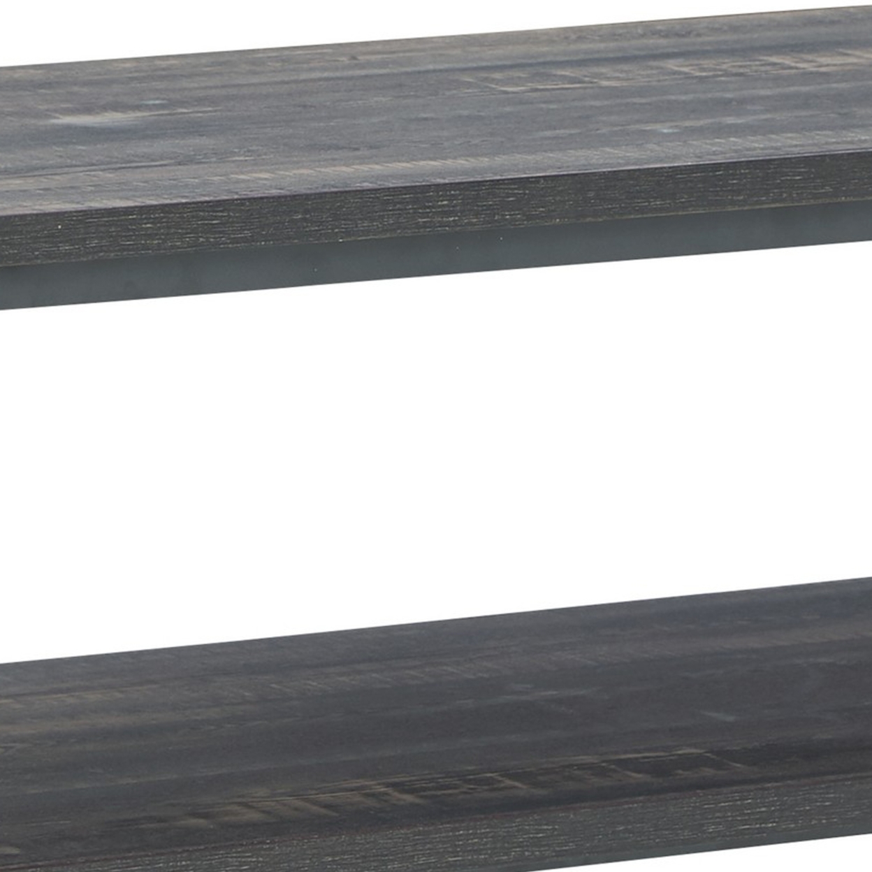 Modern 43 Inch Coffee Table, Composite Wood Surface, Metal Base, Gray- Saltoro Sherpi